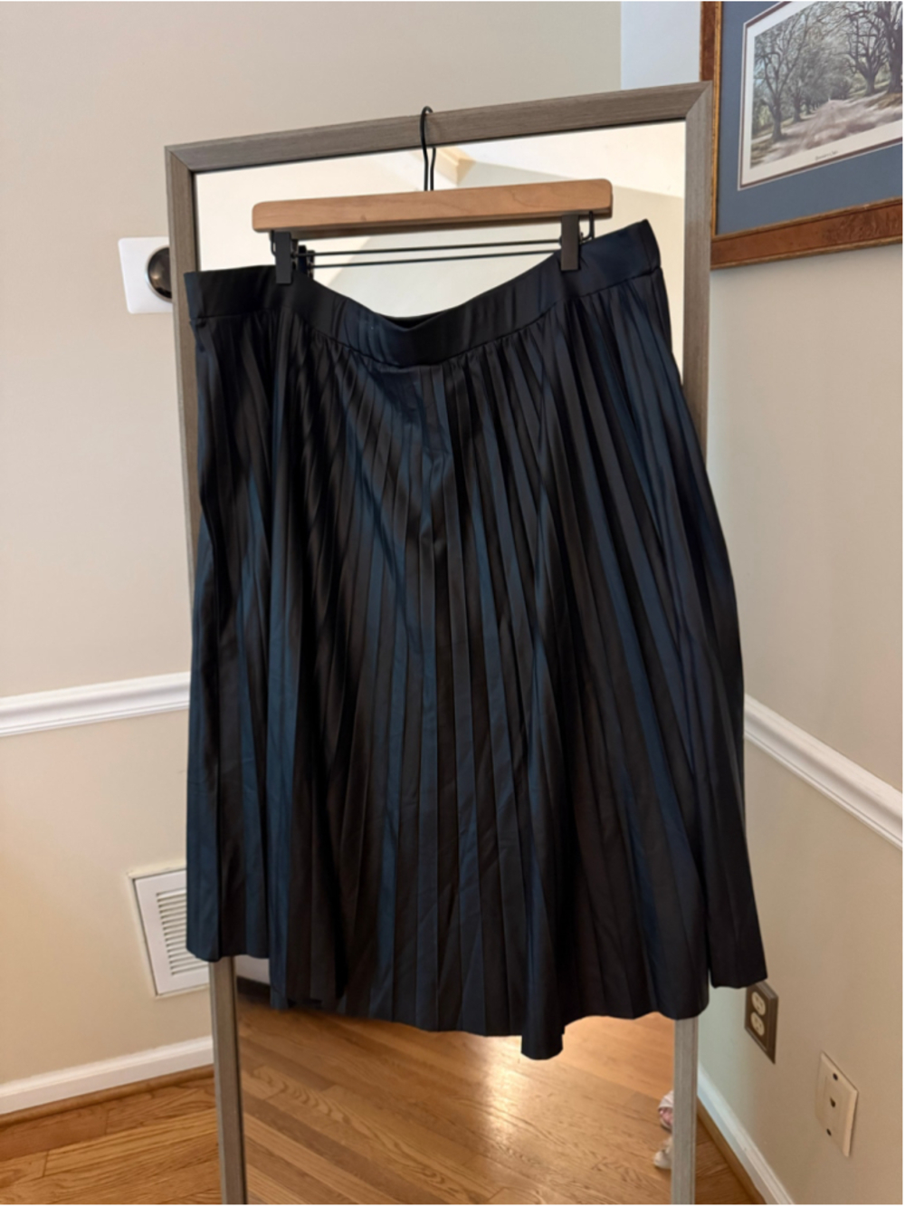 Women's Ashley Blue Black Pleated Midi Skirt Size 3X